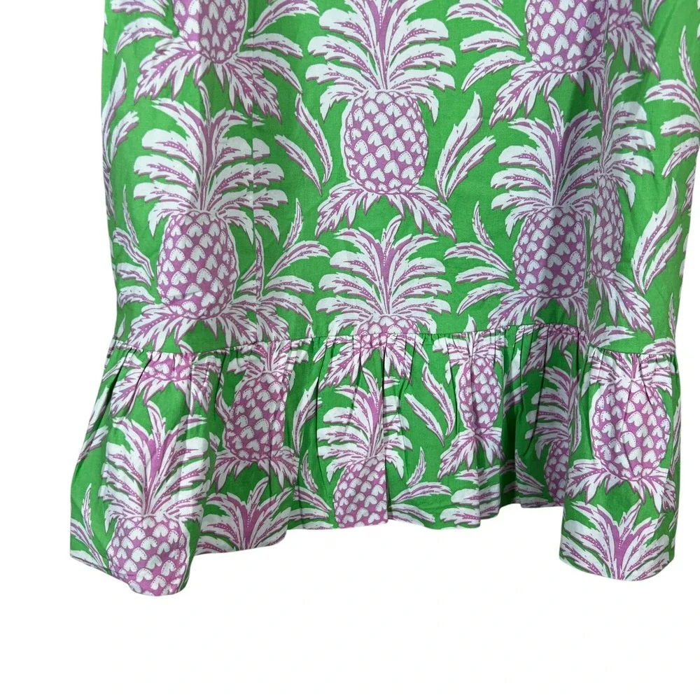 NWT Crown & Ivy Pink Pineapple Mini Dress Green Tropical Puff Sleeve Size 12 - Picture 3 of 7